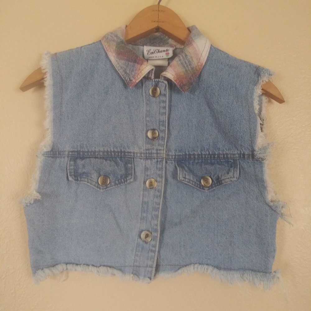 Vintage 90's Enchante Cropped Denim Vest Women's Small